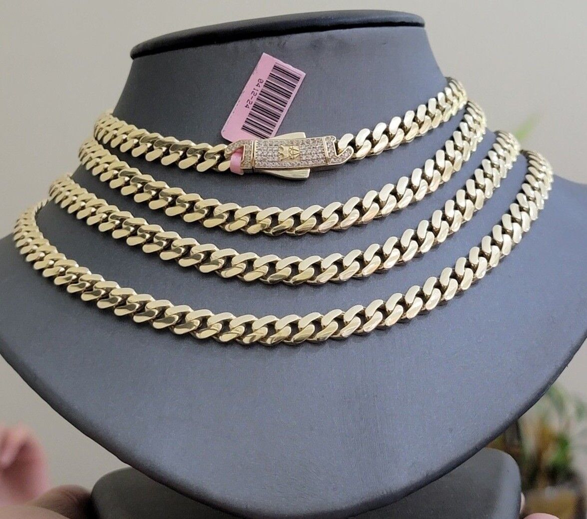 Real 14k Yellow Gold Monaco Chain Necklace 20" 22'' 24'' 26" Inch 7mm 14kt SALE - GoldenlinQ